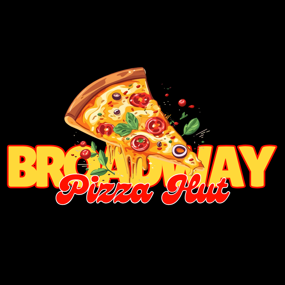 red yellow pizza food logo
